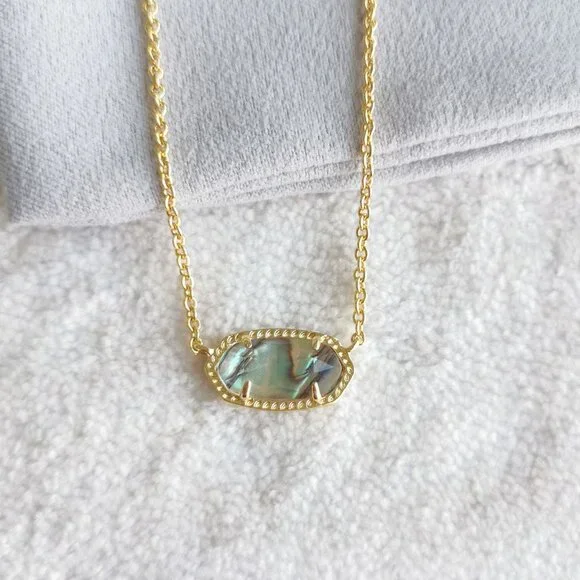 New Kendra Scott Gold Necklace - Elisa Abalone Shell - Picture 3 of 4